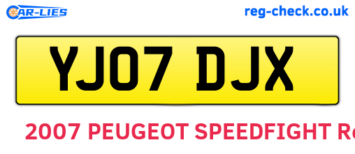 YJ07DJX are the vehicle registration plates.