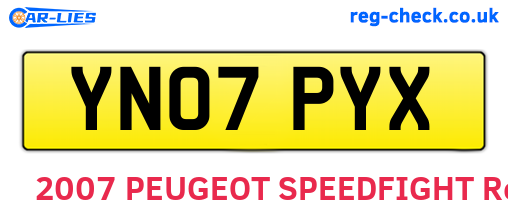 YN07PYX are the vehicle registration plates.
