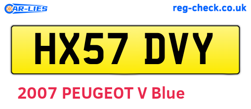 HX57DVY are the vehicle registration plates.