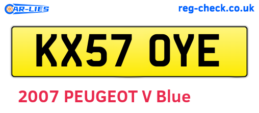 KX57OYE are the vehicle registration plates.