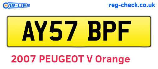 AY57BPF are the vehicle registration plates.