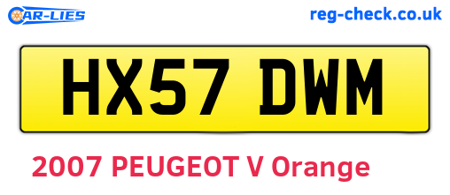 HX57DWM are the vehicle registration plates.