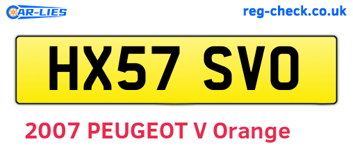 HX57SVO are the vehicle registration plates.