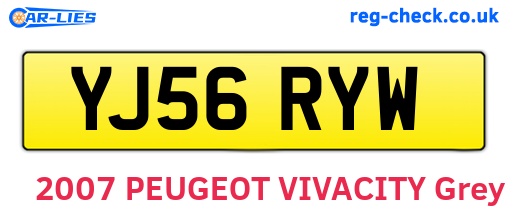YJ56RYW are the vehicle registration plates.