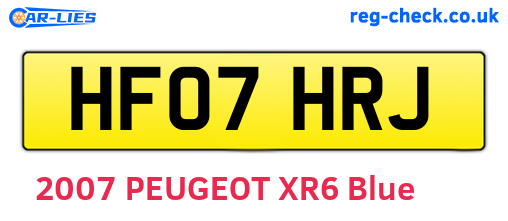 HF07HRJ are the vehicle registration plates.