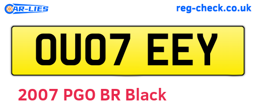 OU07EEY are the vehicle registration plates.