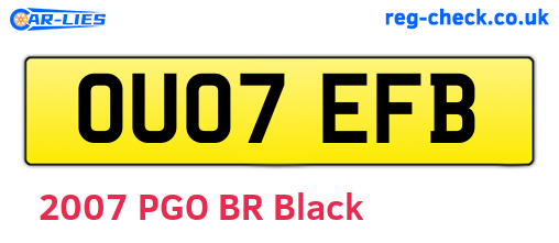 OU07EFB are the vehicle registration plates.
