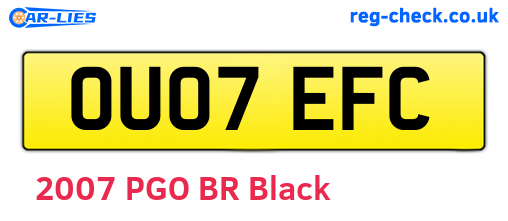 OU07EFC are the vehicle registration plates.