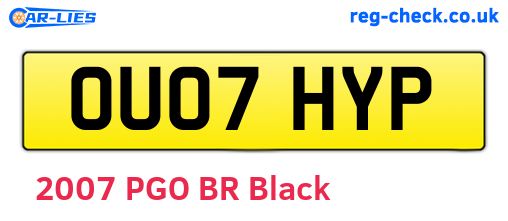 OU07HYP are the vehicle registration plates.