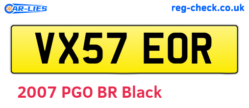VX57EOR are the vehicle registration plates.