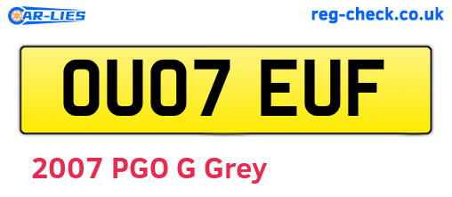 OU07EUF are the vehicle registration plates.