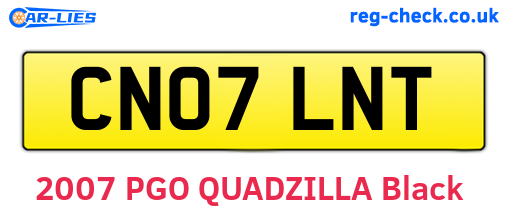 CN07LNT are the vehicle registration plates.