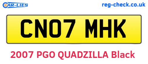 CN07MHK are the vehicle registration plates.