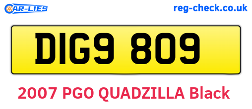 DIG9809 are the vehicle registration plates.