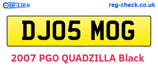 DJ05MOG are the vehicle registration plates.