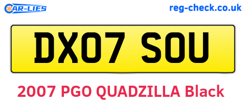 DX07SOU are the vehicle registration plates.