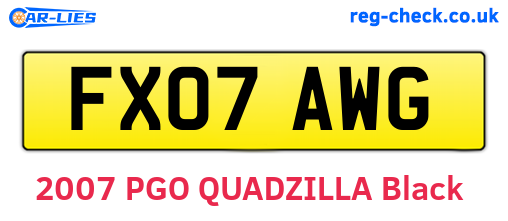 FX07AWG are the vehicle registration plates.