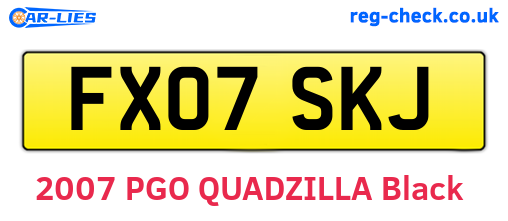 FX07SKJ are the vehicle registration plates.