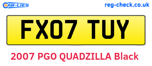 FX07TUY are the vehicle registration plates.
