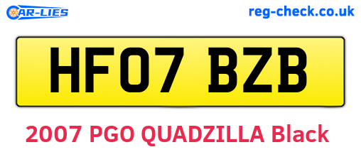 HF07BZB are the vehicle registration plates.