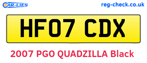 HF07CDX are the vehicle registration plates.