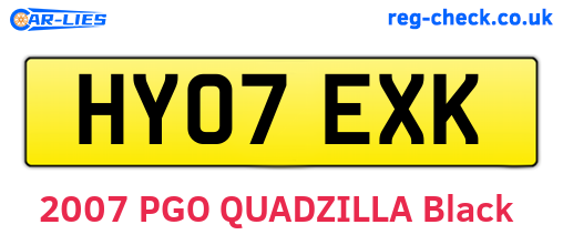 HY07EXK are the vehicle registration plates.