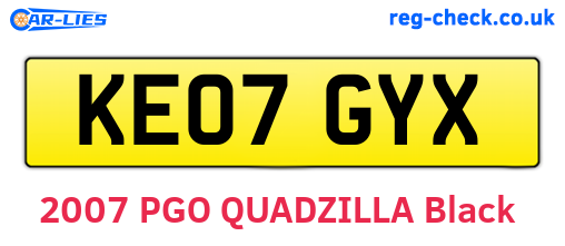KE07GYX are the vehicle registration plates.