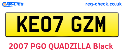 KE07GZM are the vehicle registration plates.