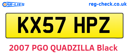 KX57HPZ are the vehicle registration plates.