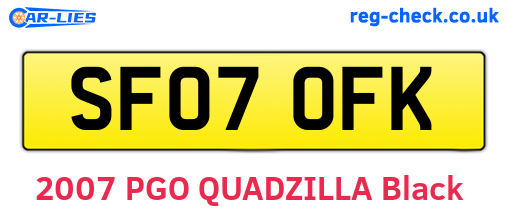 SF07OFK are the vehicle registration plates.