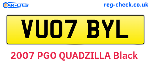 VU07BYL are the vehicle registration plates.