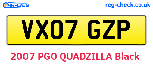 VX07GZP are the vehicle registration plates.