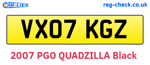 VX07KGZ are the vehicle registration plates.