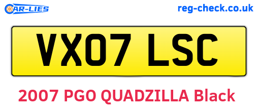 VX07LSC are the vehicle registration plates.