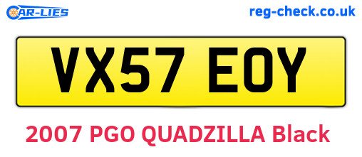 VX57EOY are the vehicle registration plates.