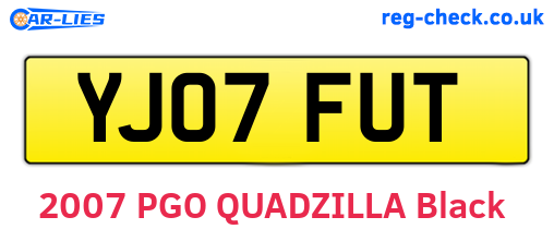 YJ07FUT are the vehicle registration plates.