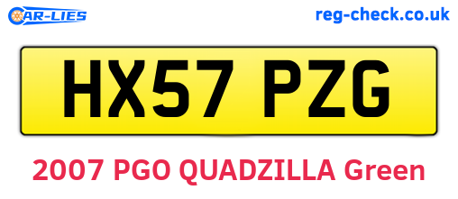 HX57PZG are the vehicle registration plates.