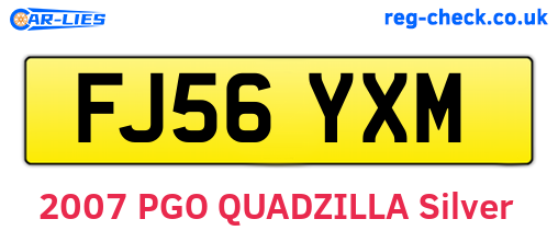 FJ56YXM are the vehicle registration plates.