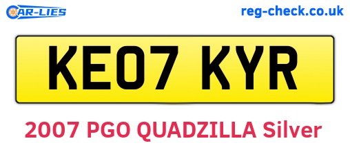 KE07KYR are the vehicle registration plates.