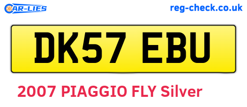 DK57EBU are the vehicle registration plates.