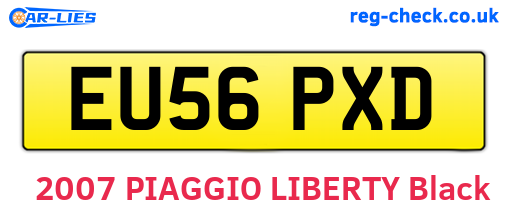 EU56PXD are the vehicle registration plates.
