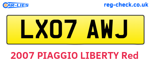 LX07AWJ are the vehicle registration plates.