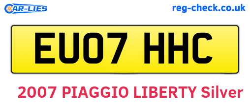 EU07HHC are the vehicle registration plates.