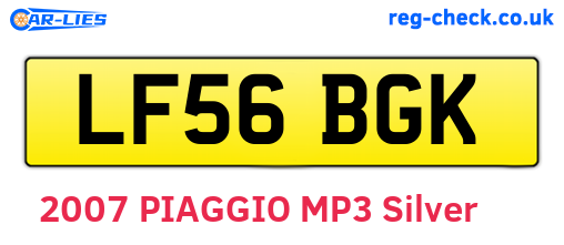 LF56BGK are the vehicle registration plates.