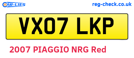 VX07LKP are the vehicle registration plates.