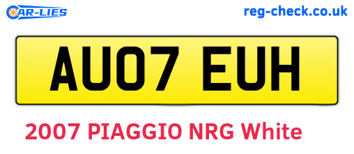 AU07EUH are the vehicle registration plates.