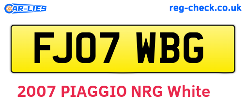 FJ07WBG are the vehicle registration plates.