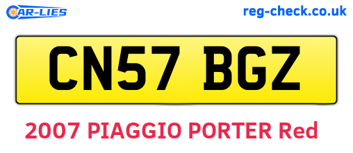 CN57BGZ are the vehicle registration plates.