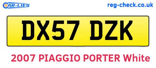DX57DZK are the vehicle registration plates.