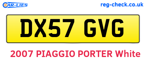 DX57GVG are the vehicle registration plates.